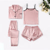 Leepwear Female 5/4/2PCS Pajamas Set Satin Pyjamamas Lace Patchwork Bril Wedding Nightwear Rayon Home Wear Nighty&Robe Suit