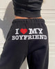 I Love My Boyfriend Printed Sweatpants Y2K High Elastic Waist Drawstring Baggy Trousers Vintage Casual Loose Straight Pants