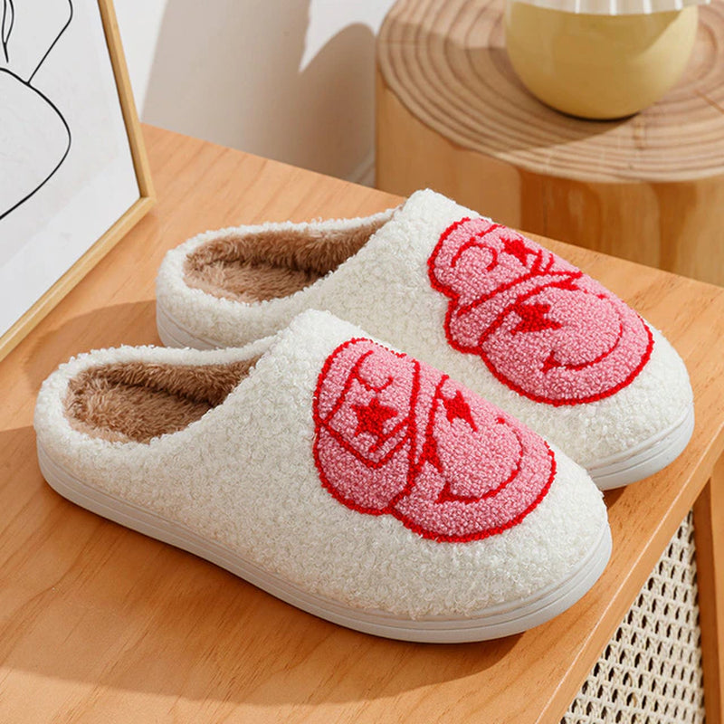 Smile Face Cowgirl Slippers Fluffy Cushion Slides Cute Womens Comfortable Cozy Comfy Smile Slippers Women Slides