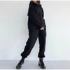 Women Fleece Two Piece Sets Elegant Solid Color Oversized Warm Hoodies and Long Pant Sports Suit Autumn Winter Tracksuit 2021