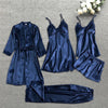 Leepwear Female 5/4/2PCS Pajamas Set Satin Pyjamamas Lace Patchwork Bril Wedding Nightwear Rayon Home Wear Nighty&Robe Suit